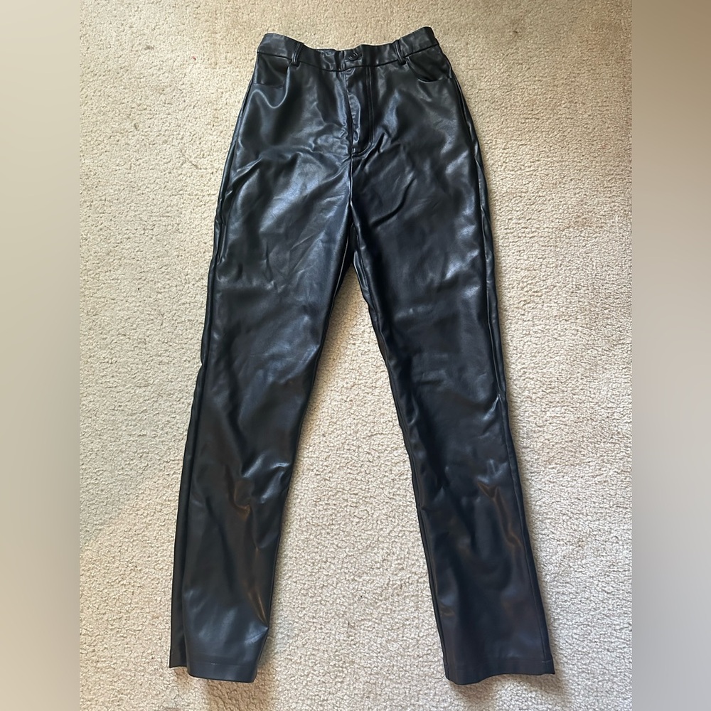 White Fox Boutique Faux  leather You've Got It Pants Black